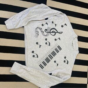 Vintage Gray Heather Sweatshirt with Black Musical Print